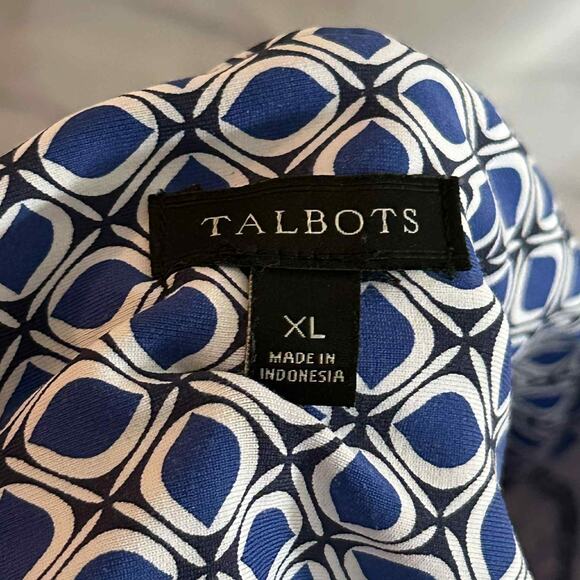 D10 Talbots Blue & White Jersey Side Tie Shift Dress, XL, Pre-owned - Picture 6 of 7
